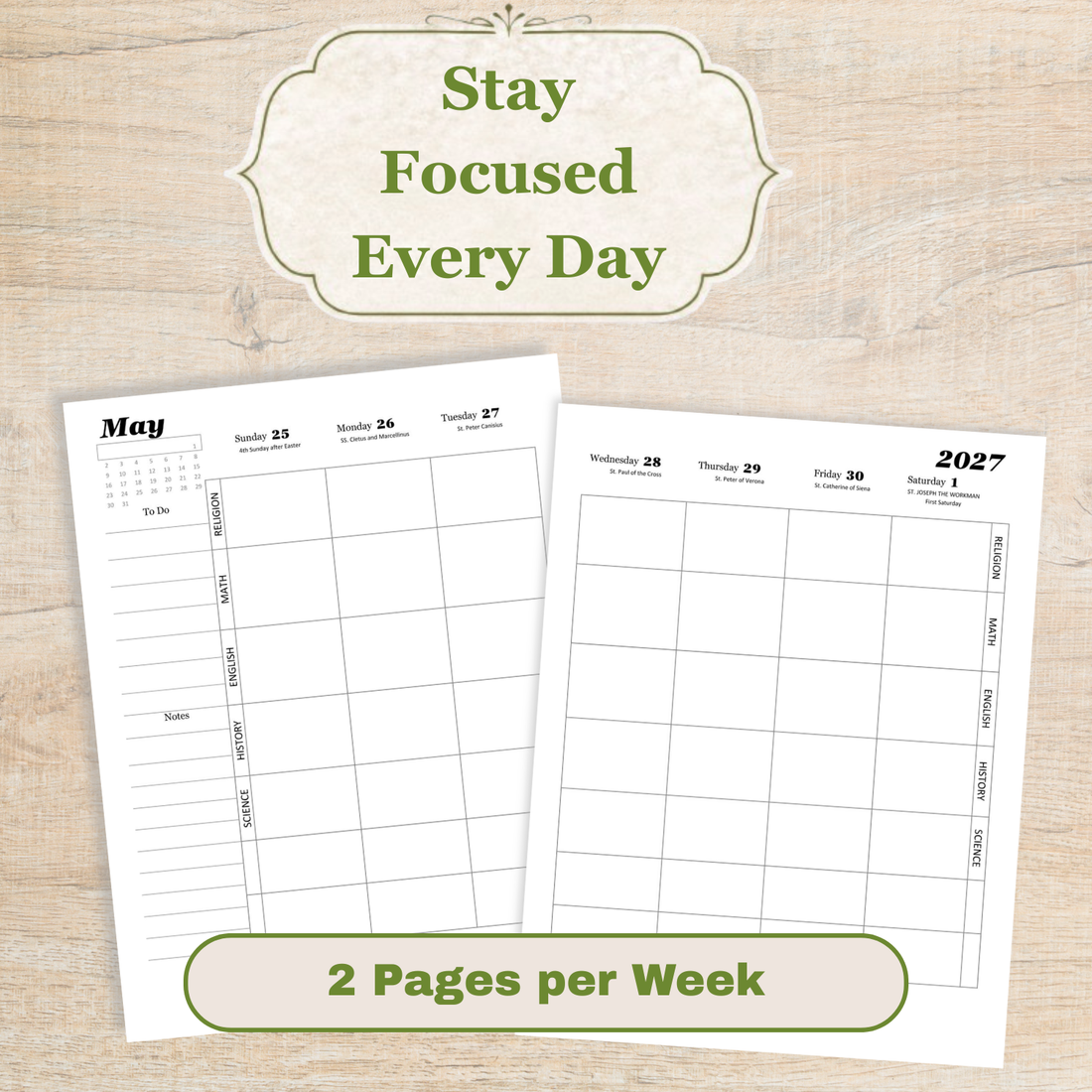 JMJ Catholic Planner: The Printable Planner for Living the Liturgical Year | Ludus Catholic Games