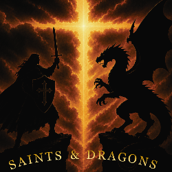 Back of Catholic trading card game, Saints & Dragons