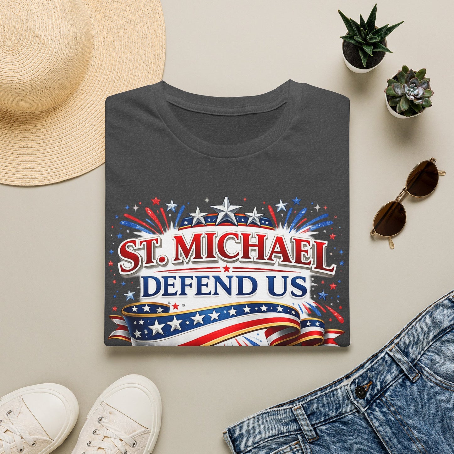 T-Shirt — St. Michael Defend Us Patriotic Guardian Angel Tee