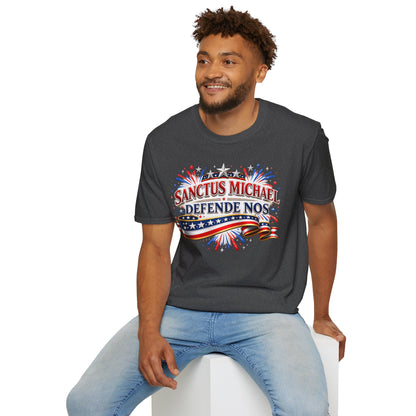 T-Shirt — Sanctus Michael Defende Nos Patriotic Saint Michael Protector Tee