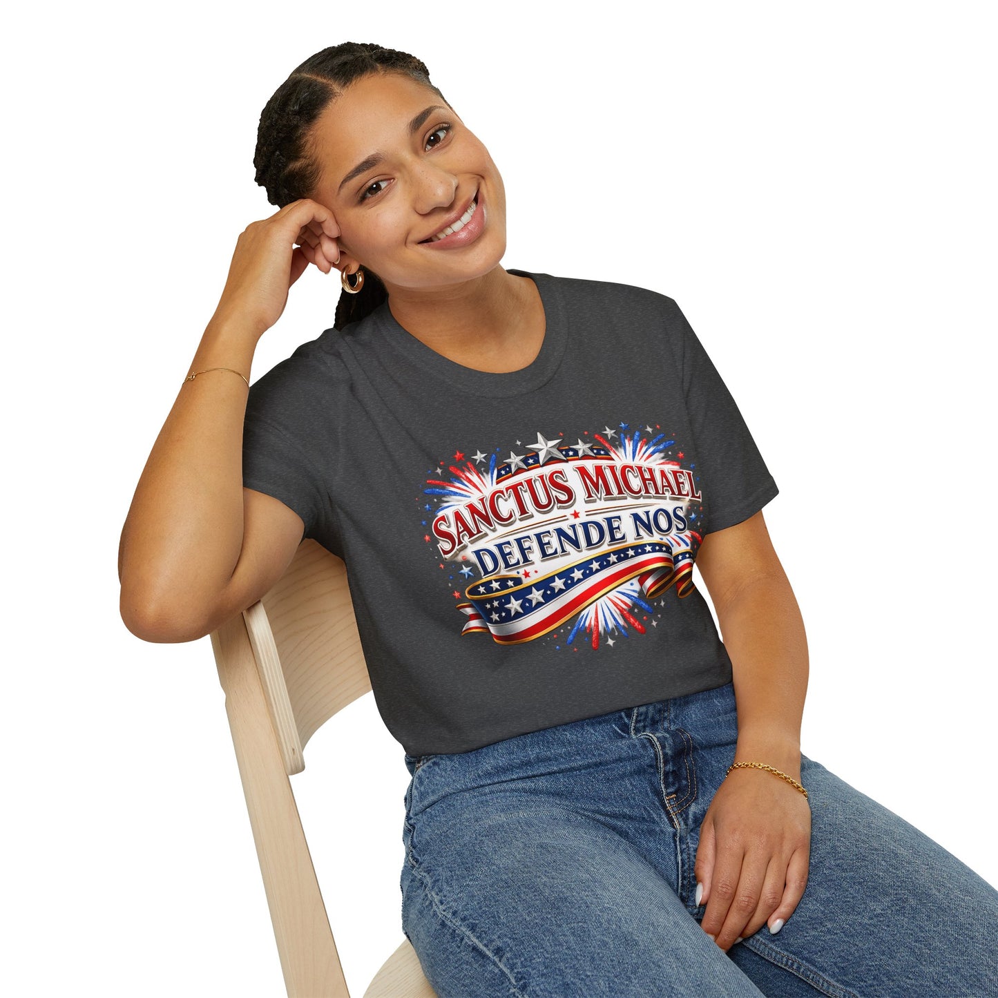 T-Shirt — Sanctus Michael Defende Nos Patriotic Saint Michael Protector Tee