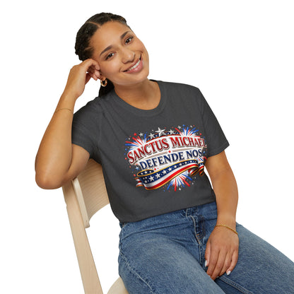 T-Shirt — Sanctus Michael Defende Nos Patriotic Saint Michael Protector Tee