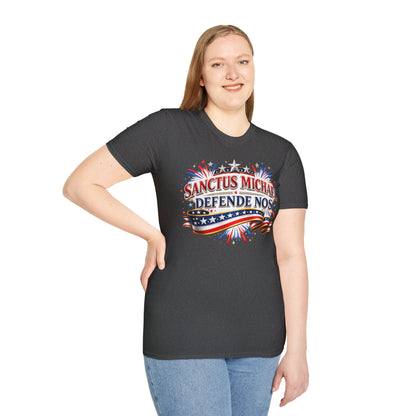 T-Shirt — Sanctus Michael Defende Nos Patriotic Saint Michael Protector Tee