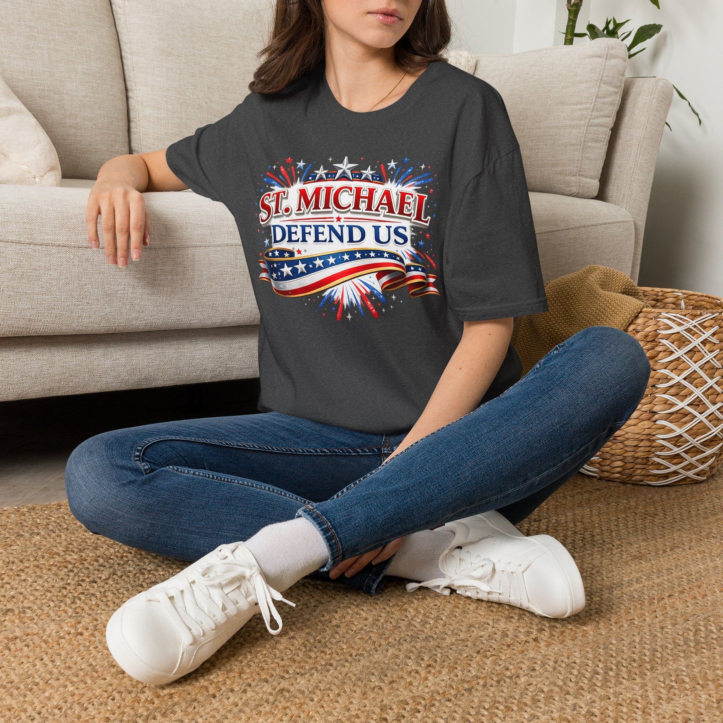 T-Shirt — St. Michael Defend Us Patriotic Guardian Angel Tee
