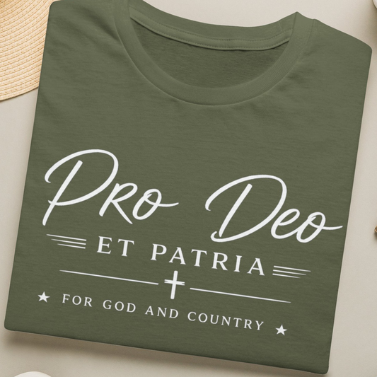 Pro Deo et Patria T‑Shirt — For God and Country Patriotic Faith Tee
