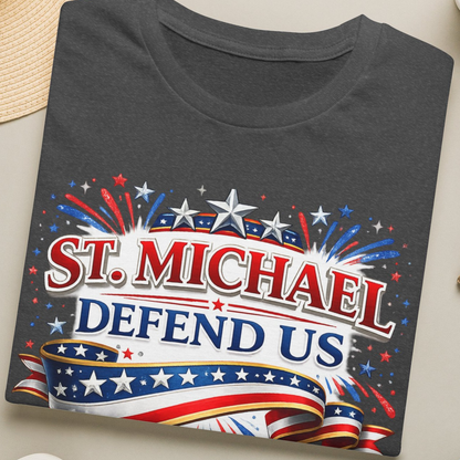 T-Shirt — St. Michael Defend Us Patriotic Guardian Angel Tee