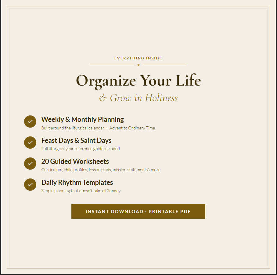 Catholic Homeschool Planner | Liturgical Year Workbook (PDF Download) | Schooling by the Saints - Ludus Catholic Games