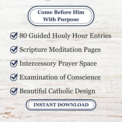 Guided Eucharistic Adoration Journal, Catholic Holy Hour Prayer (Printable PDF)
