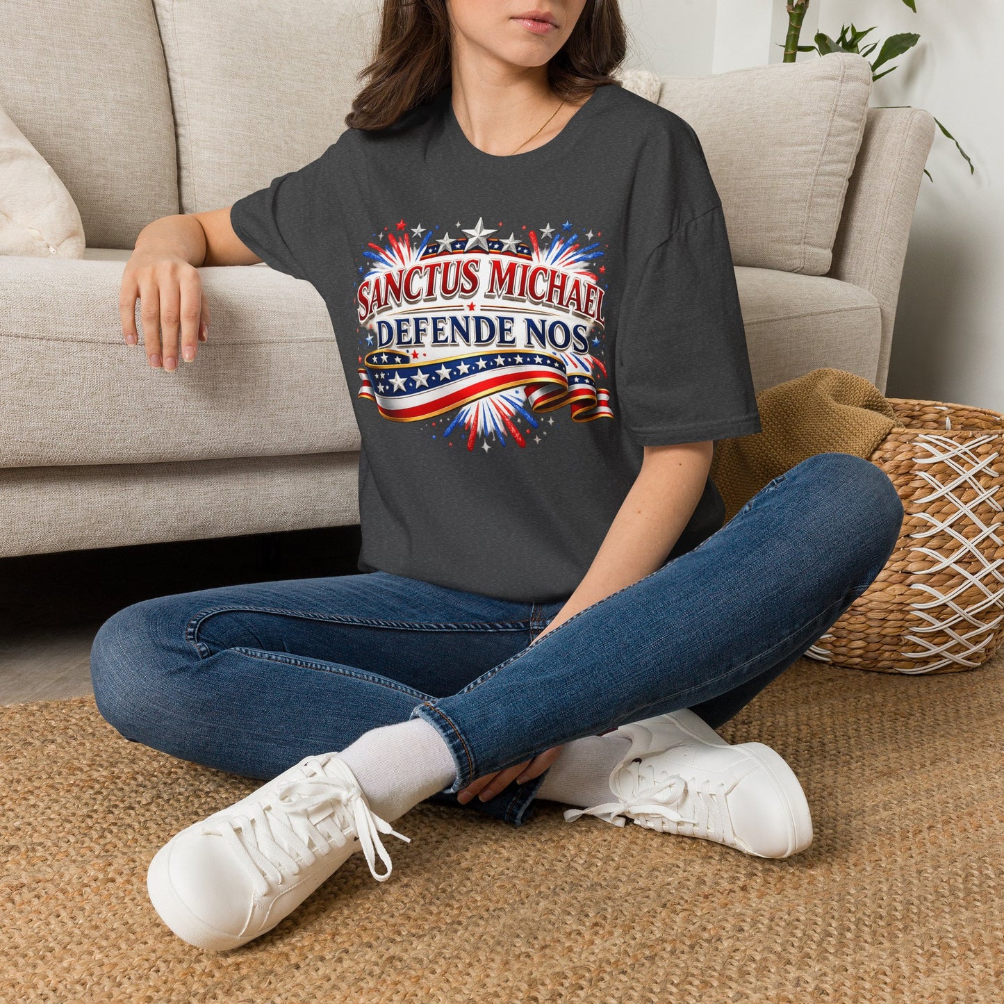 T-Shirt — Sanctus Michael Defende Nos Patriotic Saint Michael Protector Tee
