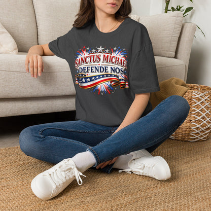 T-Shirt — Sanctus Michael Defende Nos Patriotic Saint Michael Protector Tee