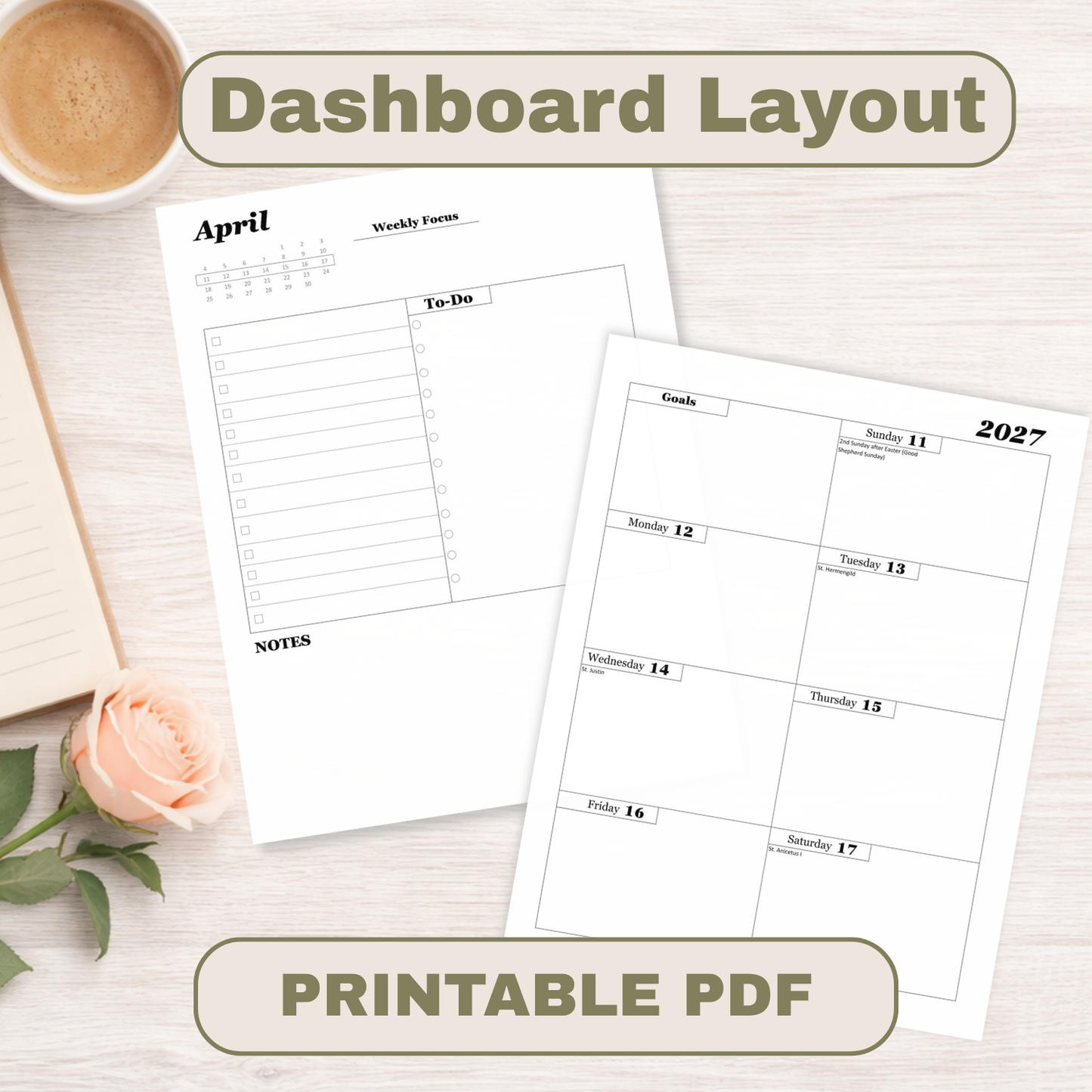 Traditional Latin Mass Catholic Planner 2026-2027 | Dashboard Weekly Layout | Printable PDF