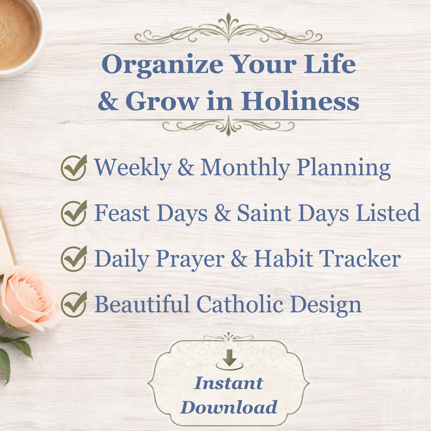 Traditional Latin Mass Catholic Planner 2026-2027 | Dashboard Weekly Layout | Printable PDF