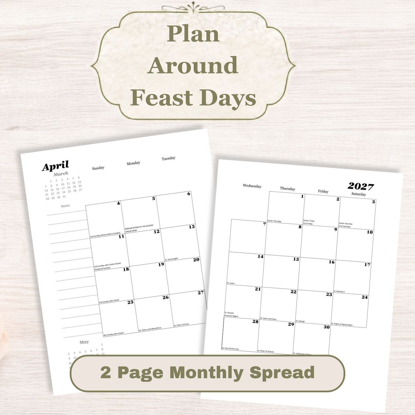 Traditional Latin Mass Catholic Planner 2026-2027 | Dashboard Weekly Layout | Printable PDF