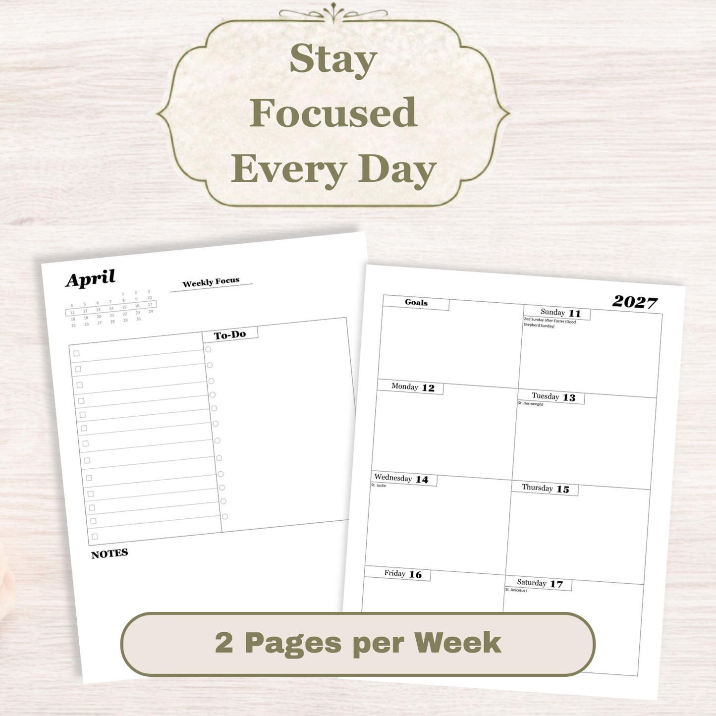 Traditional Latin Mass Catholic Planner 2026-2027 | Dashboard Weekly Layout | Printable PDF