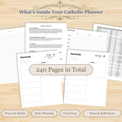 Traditional Latin Mass Catholic Planner 2027 Jan to Jun | Daily w/ Hours Layout | Printable PDF