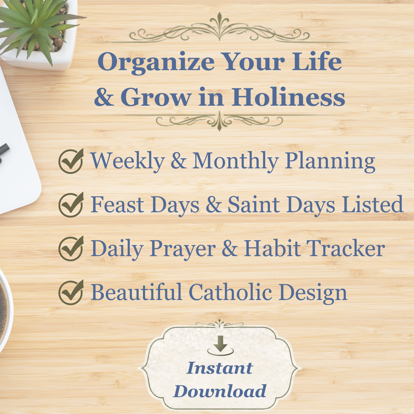 Traditional Latin Mass Catholic Planner 2026 July to Dec | Daily w/ Hours Layout | Printable PDF
