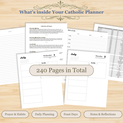 Traditional Latin Mass Catholic Planner 2026 July to Dec | Daily w/ Hours Layout | Printable PDF