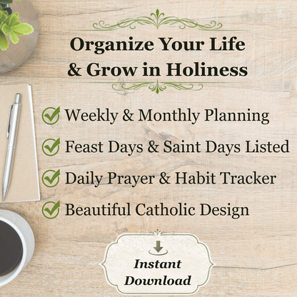 Traditional Latin Mass Catholic Planner 2026-2027 | Homeschool Weekly Layout | Printable PDF