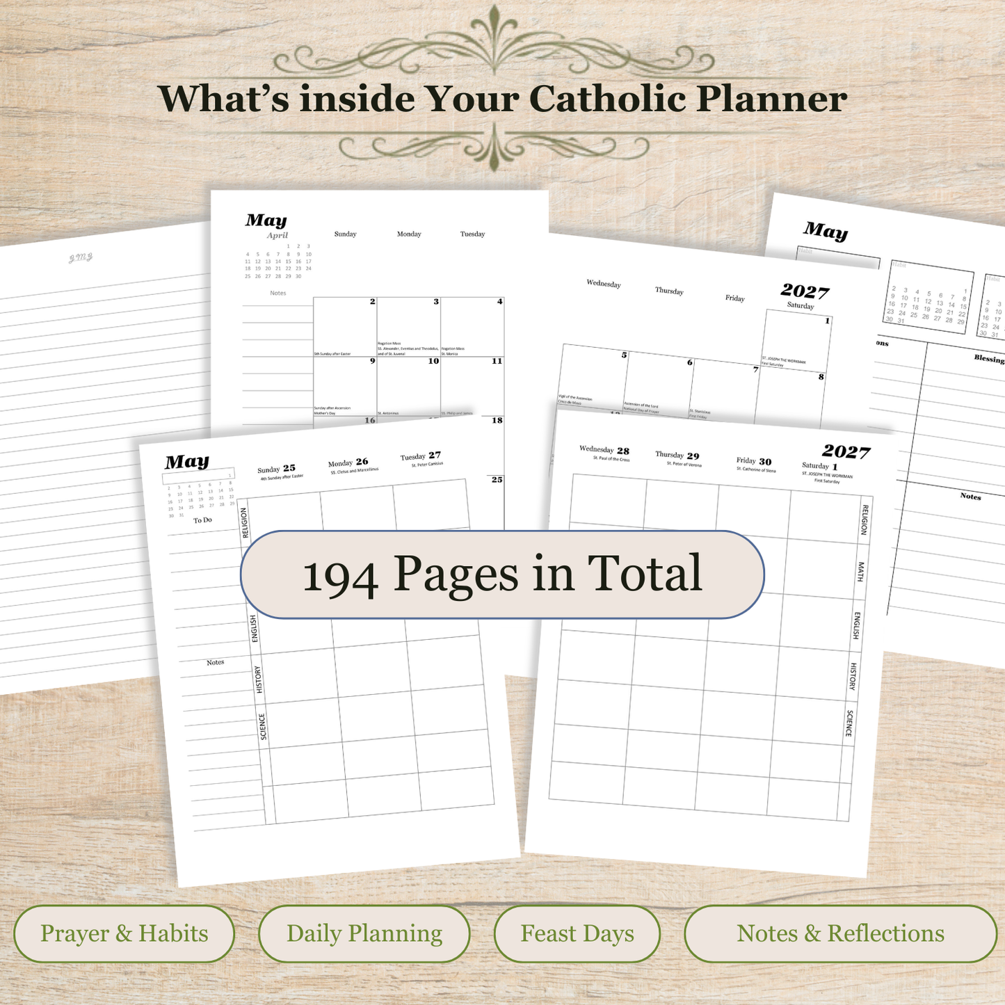 Traditional Latin Mass Catholic Planner 2026-2027 | Homeschool Weekly Layout | Printable PDF
