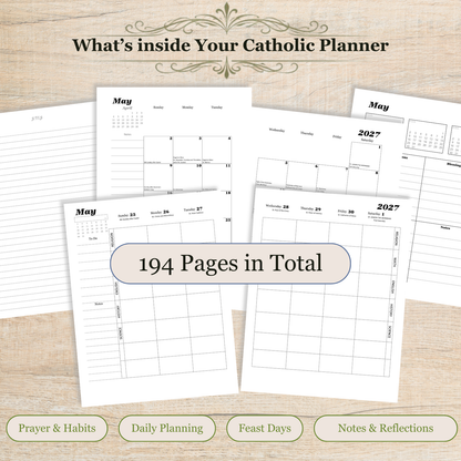 Traditional Latin Mass Catholic Planner 2026-2027 | Homeschool Weekly Layout | Printable PDF