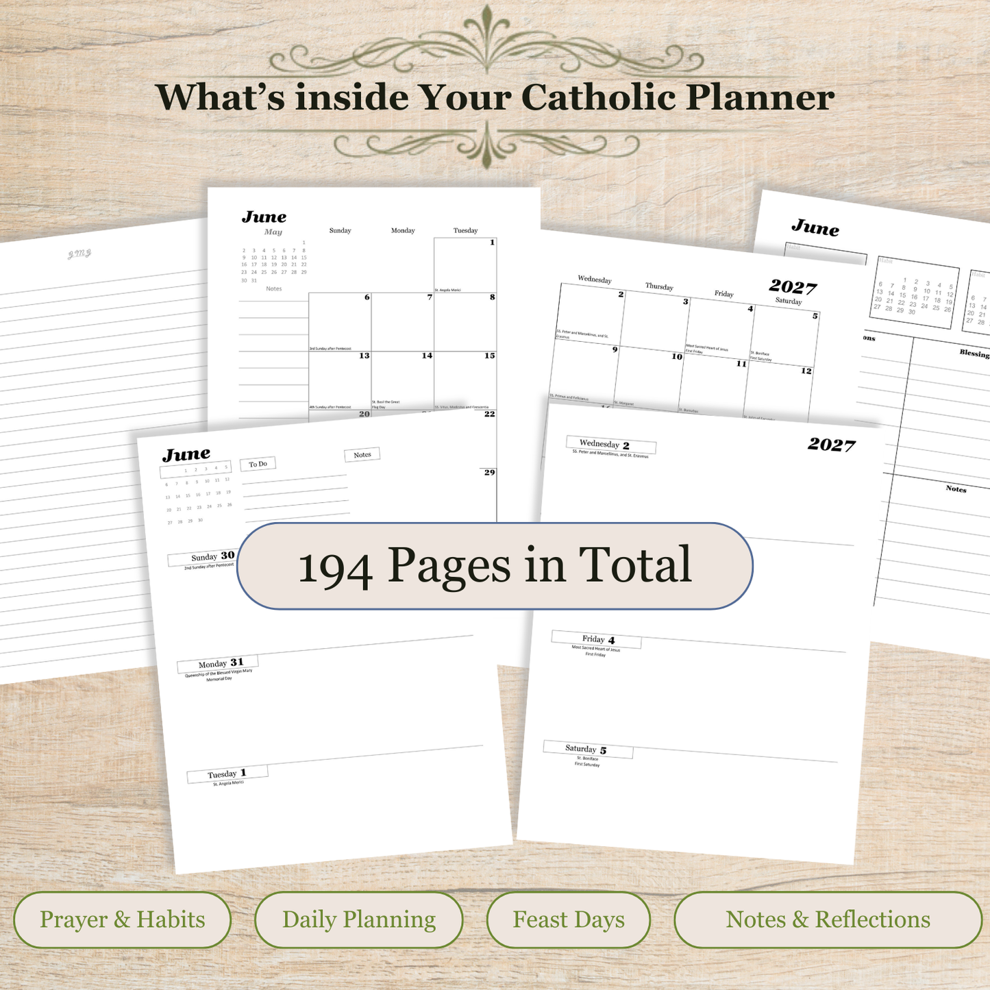 Traditional Latin Mass Catholic Planner 2026-2027 | Horizontal Weekly Layout | Printable PDF