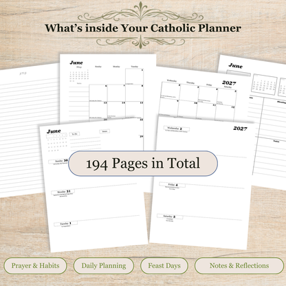 Traditional Latin Mass Catholic Planner 2026-2027 | Horizontal Weekly Layout | Printable PDF