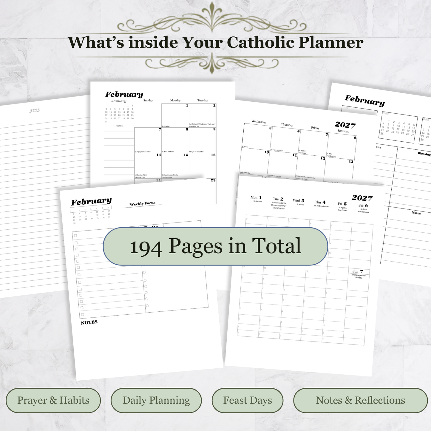Traditional Latin Mass Catholic Planner 2026-2027 | Hourly Dashboard Weekly Layout | Printable PDF