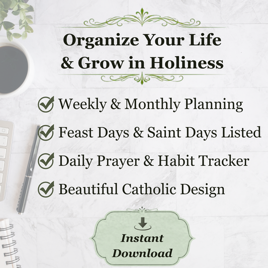 Traditional Latin Mass Catholic Planner 2026-2027 | Hourly Weekly Layout | Printable PDF - Ludus Catholic Games