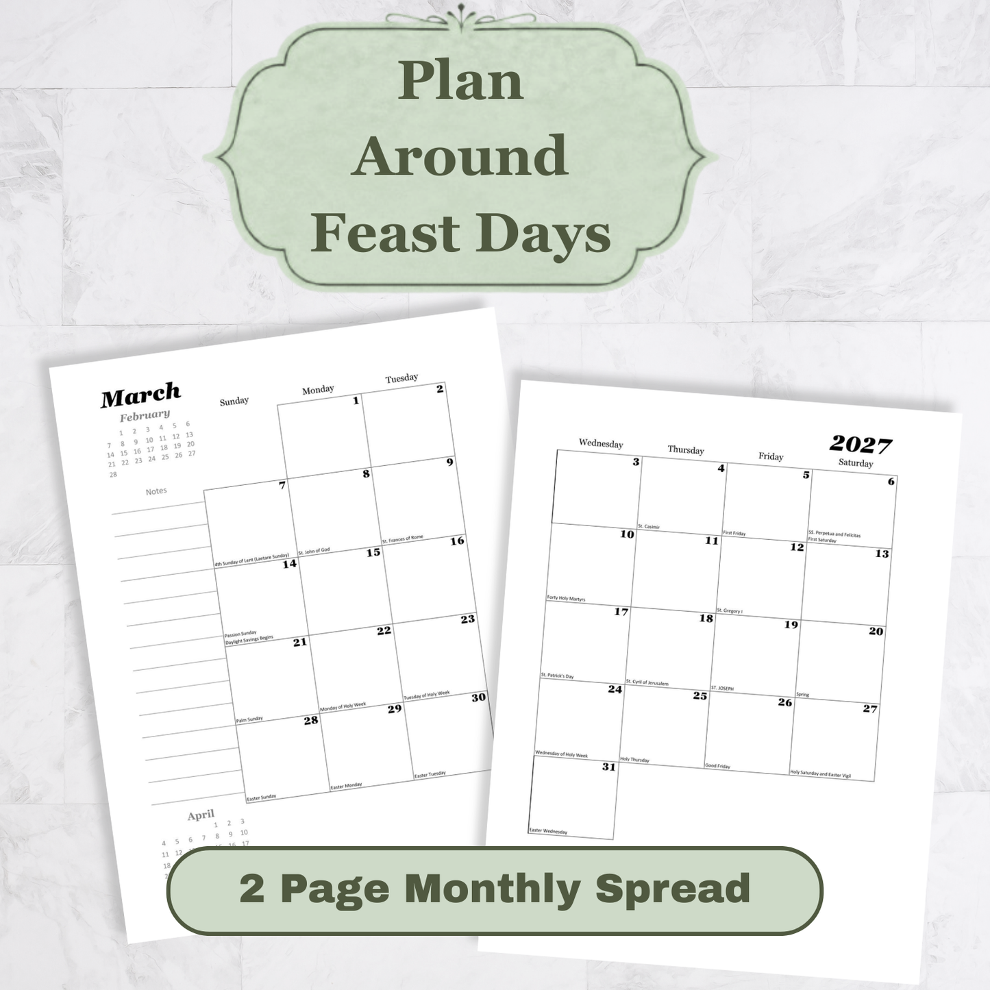 Traditional Latin Mass Catholic Planner 2026-2027 | Hourly Weekly Layout | Printable PDF