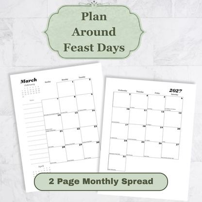 Traditional Latin Mass Catholic Planner 2026-2027 | Hourly Weekly Layout | Printable PDF