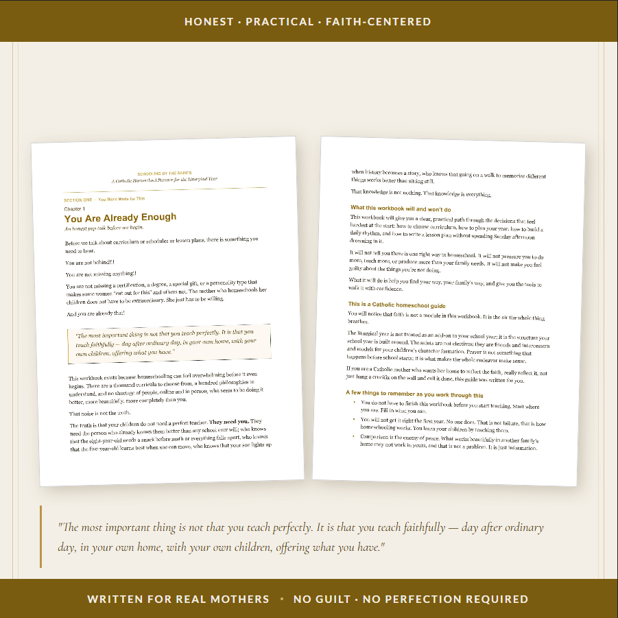 Schooling by the Saints, a complete Catholic homeschool guide and workbook