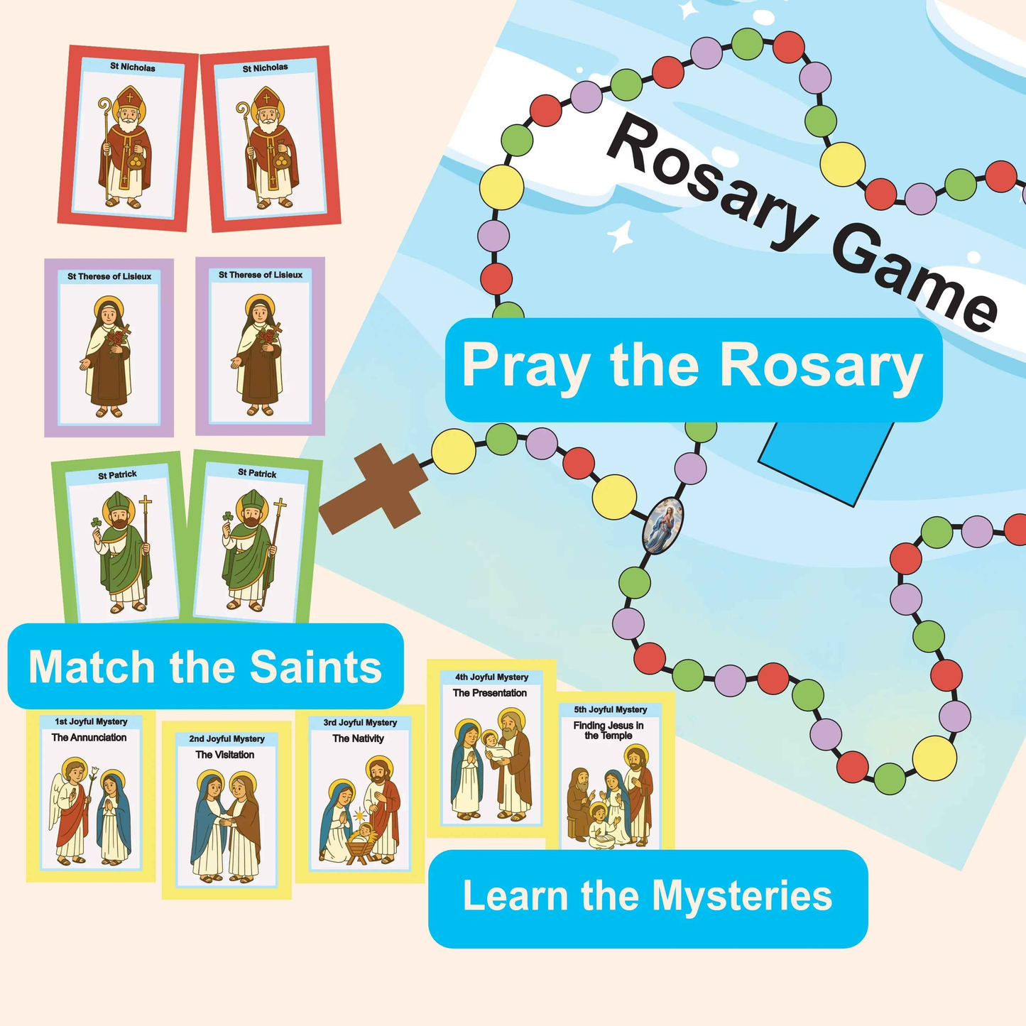 More ways to use the Rosary game, a Catholic Faith based game.
